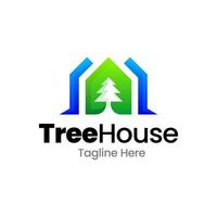 création de logo dégradé arbre vert maison vecteur