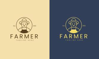 logo et icône de l'agriculteur. illustration de récolte de vecteur premium.