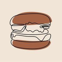 dessin au trait continu burger oneline vecteur