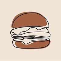 dessin au trait continu burger oneline vecteur