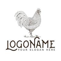 modèle de conception de logo de ferme de coq de coq de poulet vecteur