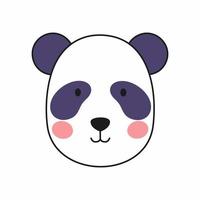 panda mignon dans le style doodle. icône vectorielle avec un visage de panda. vecteur