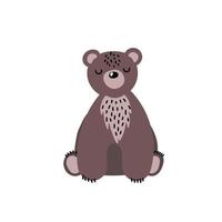 adorable personnage d'ours de dessin animé isolé sur fond blanc. illustration vectorielle de gros animaux. mammifère mignon dans un style scandinave. vecteur