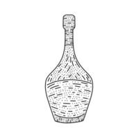 bouteille de champagne dessiné main mignon isolé sur illustration vectorielle blanc. bouteille de vin festive pour la conception de sites Web. vecteur