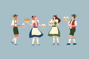 groupe de gens boisson Bière oktoberfest fête fête vecteur