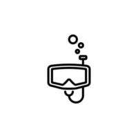 masque de plongée, tuba, maillots de bain, plongée en apnée, plongée sous-marine, plongeur, icône de ligne de lunettes, vecteur, illustration, modèle de logo. convient à de nombreuses fins. vecteur