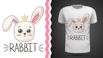 Lapin mignon - idée d&#39;un t-shirt imprimé. vecteur