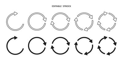 ensemble d'icônes vectorielles de flèche de cercle vecteur