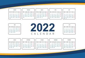 conception de modèle de calendrier du nouvel an 2022 vecteur
