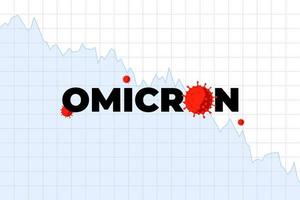 la nouvelle variante omicron du coronavirus de covid-19 a fait s'effondrer le marché boursier mondial. la propagation du virus corona a un impact sur l'économie. le calendrier tombe. l'actualité économique et financière. illustration vectorielle sur fond blanc vecteur