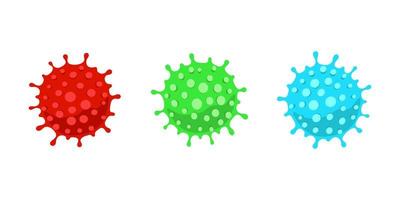 jeu d'icônes de coronavirus rouge, vert et bleu. Signe linéaire et coloré d'épidémie de nouveau virus corona 2019-ncov. maladie des infections respiratoires et épidémie de grippe covid-19 collection d'emblèmes vectoriels eps vecteur