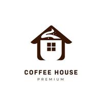 logo de la maison du café avec une tasse de café symbole de l'icône du logo à l'intérieur de la maison vecteur