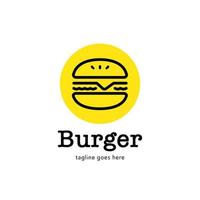 logo de hamburger simple avec icône de style de ligne vecteur