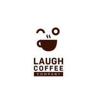 Happy fun rire café logo, café café logo avec grand rire sourire visage expression icône illustration concept vecteur