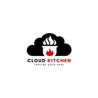 icône de logo de cuisine de cuisine de nuage de pot chaud vecteur