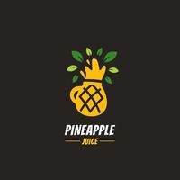 modèle d'icône logo smoothie jus de fruits ananas frais vecteur