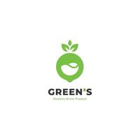 icône de logo de smoothie de boisson écologique de jus de fruits verts et de légumes de la nature vecteur