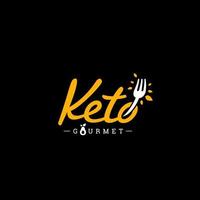 logo de lettrage manuel manuel de restauration et de restaurant gastronomique keto avec icône de fourchette vecteur