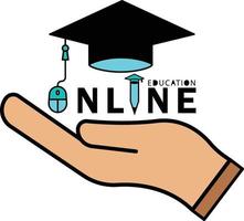 symbole plat d'éducation en ligne, graphique d'icône de logo d'éducation. vecteur de modèle de conception