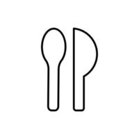 symbole de restaurant, icône de ligne de cuillère et de couteau. vecteur de modèle de conception