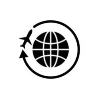 icônes de la terre et de l'avion. symbole de visite et de voyage. vecteur de modèle de conception