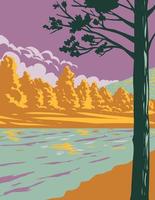 parc national de la rivière bellinger avec la rivière bellinger et la forêt préservée à darkwood nouvelle galles du sud australie wpa poster art vecteur