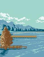 parc d'état du lac chicot avec le lac oxbow dans le comté de chicot dans le delta de l'arkansas arkansas wpa poster art vecteur