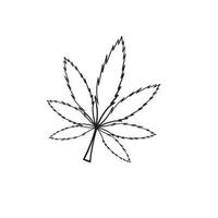 vecteur de marijuana feuille de cannabis weed icône logo symbole signe illustration graphique avec vecteur de style doodle dessinés à la main