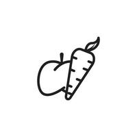 icône de ligne de carotte et pomme. symbole végétarien. vecteur de modèle de conception