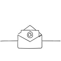 enveloppe ouverte symbole de courrier en ligne dessiné à la main pour le courrier électronique, la conception de sites Web, l'application mobile, l'interface utilisateur. vecteur