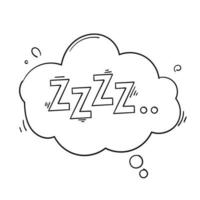 zzz sommeil symbole con illustration avec style doodle dessiné à la main vecteur