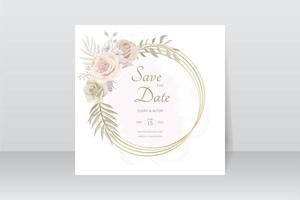 modèle d'invitation de mariage avec décoration florale et feuilles vecteur