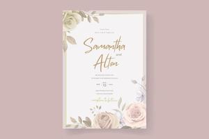 modèle d'invitation de mariage avec décoration florale et feuilles vecteur