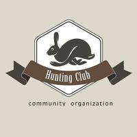 lièvre, lapin. un club de chasse. logo vectoriel, emblème. vecteur
