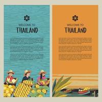marchands de fruits dans des bateaux. illustration vectorielle. pour le marché thaïlandais. vecteur