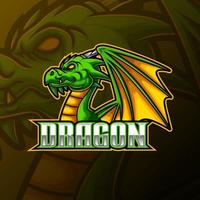 création de logo e sport mascotte dragon vert vecteur