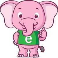 l'éléphant utilisant la chemise verte de l'alphabet avec le pouce vecteur