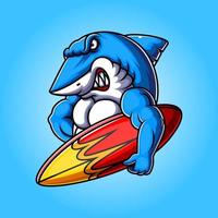 mascotte de dessin animé de requin bleu vecteur