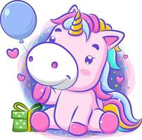 célébration de la licorne mignonne joyeux anniversaire vecteur