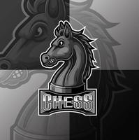 conception de logo e sport mascotte cheval chevalier d'échecs noir vecteur