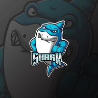 logo de mascotte shark e sport pour l'équipe de jeu vecteur