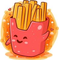 personnage de dessin animé kawaii frites vecteur