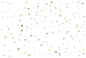 fond de noël avec des étoiles d'or et d'argent. confettis de célébration d'étoiles d'argent et d'or. vecteur