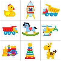jouets enfants. ensemble d'icônes vectorielles de jouets pour enfants. le développement et l'éducation des enfants. vecteur