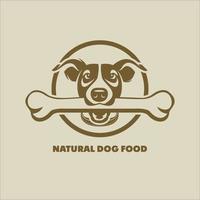 chien. un chien avec un os dans les dents. logo de signe de couleur vectorielle. aliments pour animaux. vecteur