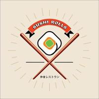 icône de rouleau de sushi, sashimi maki et baguettes, illustration vectorielle vecteur