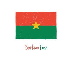 marqueur réaliste du drapeau du burkina faso ou croquis de couleur au crayon vecteur