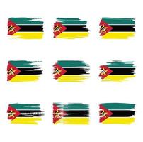 drapeau mozambique coups de pinceau peints vecteur