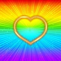 coeur étincelant d'or sur fond brillant arc-en-ciel. concept de communauté LGBT. drapeau de la fierté gaie. modèle de conception facile à modifier. illustration vectorielle. vecteur