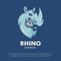 illustration d'un rhinocéros avec monnaie crypto monnaie vecteur